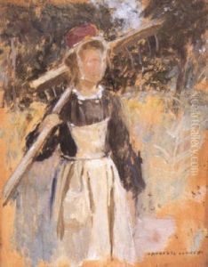 Jeune Bretonne Au Champ by Auguste Leroux