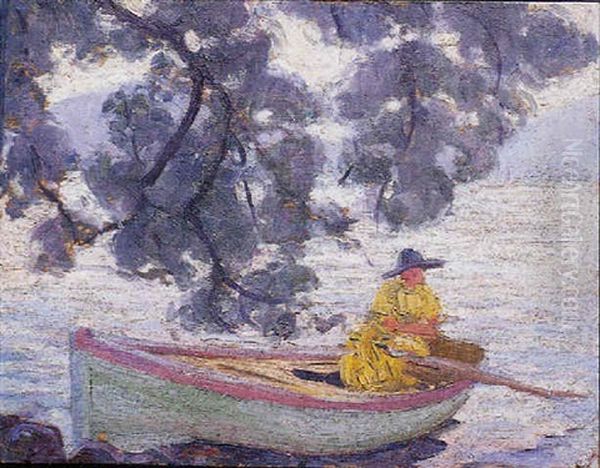 Madame Leroux Dans Une Barque Sur Le Lac D'annecy - view 1