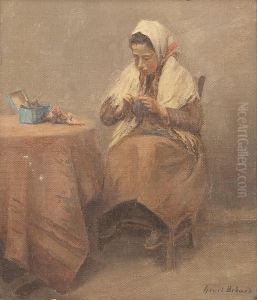 Landfrau Bei Derhandarbeit