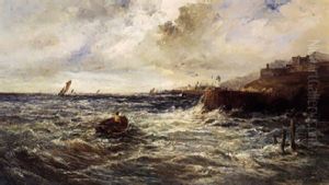 Marine Med Skibe Ud For Klippekyst by Louis Eugene Leroux
