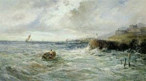 Kystparti, En Robad Kaemper Sig Gennem Braeandingen Mod En Havn by Louis Eugene Leroux