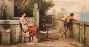 Penelope And Telemaque by Louis Hector Leroux