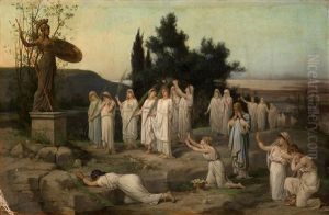 Adoration Of The Goddess Pallas Athena by Louis Hector Leroux