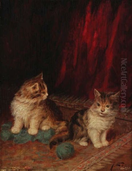 Deux Chats Avec Pelote De Laine - view 1