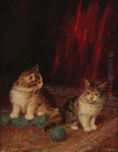 Deux Chats Avec Pelote De Laine