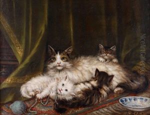 Chatte Et Chatons by Jules Leroy