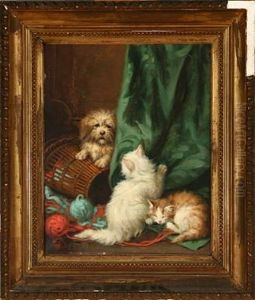 Dog And Cats Playing by Jules Leroy