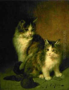 Chatte Et Son Petit by Jules Leroy