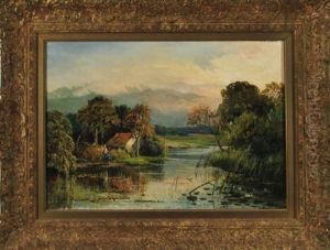 Flusslandschaft Mit Anglern by Louis Joseph Leroy