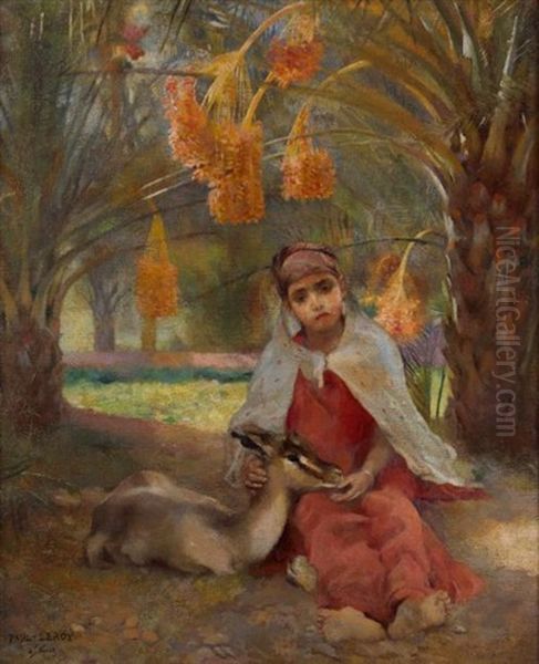 Les Deux Gazelles, Jeune Arabe Dans Un Jardin Dattier, Biskra - view 1