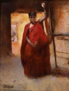 Fileuse Dans Un Interieur Saharien by Paul Alexandre Alfr. Leroy