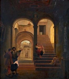 Personnages Dans Une Eglise En Ruine