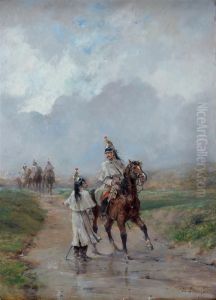 Dragons A Cheval by Louis Emile Benassit