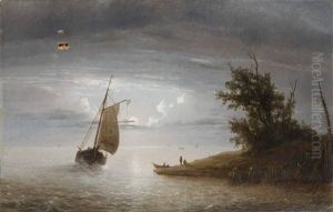 Marine Au Lever De Lune by Desire Lesij