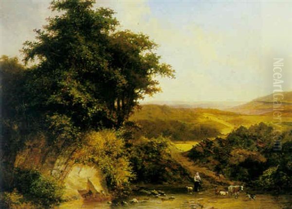 Paysage Vallonnee Avec Bergere - view 1