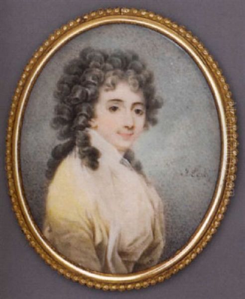 Countess Sophia Potocka In Yellow Dress With Fichu, Long Powdered Curling Hair - view 1