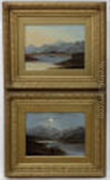 Highland Loch Scenes One During The Day And One At Night By Moonlight - view 1