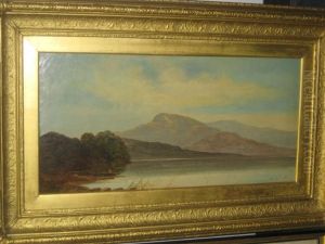 Mountain Lake With Fisherman by Charles Leslie