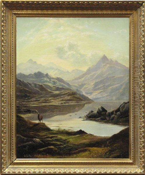 Stag In A Mountain Landscape - view 1