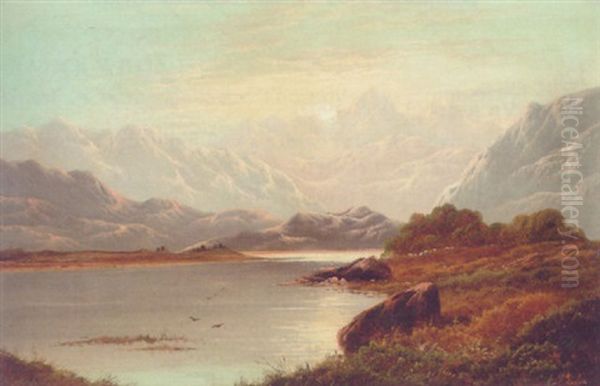 A Highland Lake Landscape At Sunset - view 1