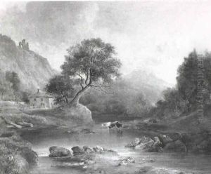 A Moonlit Loch Landscape by Charles Leslie