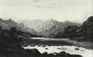 Highland Loch And Mountains by Charles Leslie