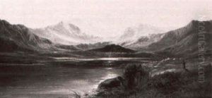 A Drover And His Flock Before A Highland Loch