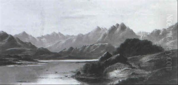 Figures In A Rocky Lakeland Landscape, Perthshire(?) - view 1