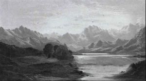A Highland Loch [&] A Flock Of Sheep By A Loch by Charles Leslie