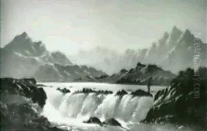 Salmon Fidhing In A Rapid River & St. Mary's Loch Near Moffat, Northern Britian by Charles Leslie