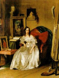 Ung Kvinna I Ateljeinterior by Charles Robert Leslie