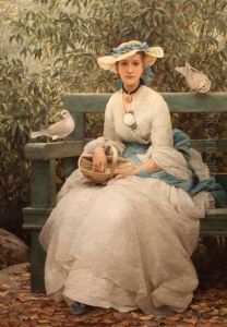 Feeding The Doves by George Dunlop, R.A., Leslie