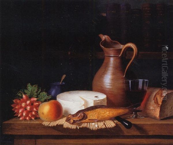 Still Life Of Fruit, Cheese, Fish And Wine - view 1