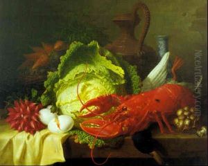 Nature Morte Aux Legumes Et Homard by Ange Louis Guillaume Lesourd-Beauregard