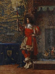 A Cavalier On Guard by Adolphe Alexandre Lesrel