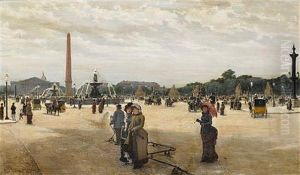 A Busy Morning, Place De La Concorde by Giovanni Lessi
