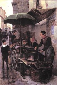 The Chestnut Seller by Tito Lessi