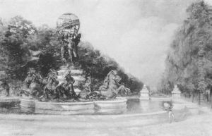 La Fontaine Et Les Jardins De L'observatoire A Paris by Ernest-Louis Lessieux