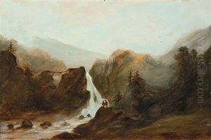 Berglandschaft Mit Wasserfall by Karl Friedrich Lessing
