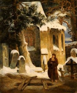 Studie Zu Dem Gemalde Klosterfriedhof Im Schnee by Karl Friedrich Lessing