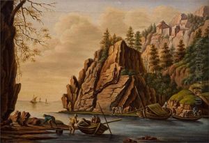 Mosel-landschaft Mit Burg by Karl Friedrich Lessing