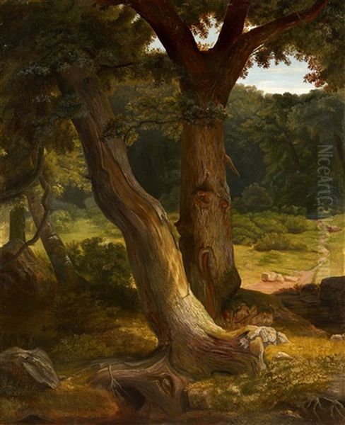 Studies For The Work "eichenwald Mit Einem An Einem Brunnen Rastenden Ritter" - view 1