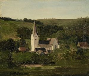 Landschaft Mit Kirche by Karl Friedrich Lessing