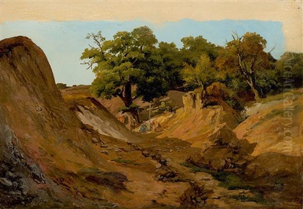 Landscape With Figures Praying At The Foot Of A Cross (study) - view 1
