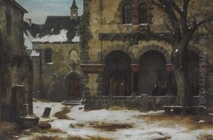Winterlicher Klostergang Mit Nonnen