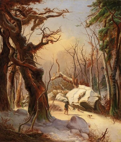 Winterlandschaft Mit Jager - view 1