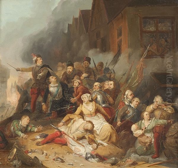 Schlachtszenerie In Einer Belagerten Stadt - view 1