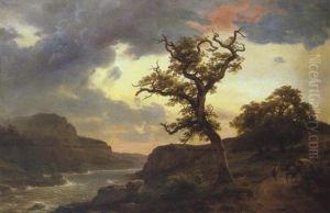 Flusslandschaft Mit Reisender Zigeunerfamilie