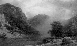 Gebirgslandschaft Mit Aufkommendem Sturm by Karl Friedrich Lessing