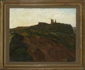 Harzlandschaft Mit Burgruine by Konrad Ludwig Lessing